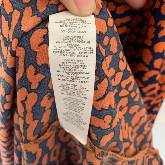 Nasty Gal Cheetah Print Satin Blue Orange Cowl Neck Maxi Dress EUC Size - 4 - Picture 10 of 10